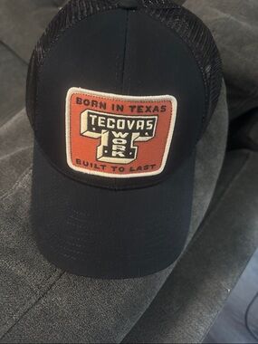 Tecovas Black Trucker Cap with Orange and Cream Patch